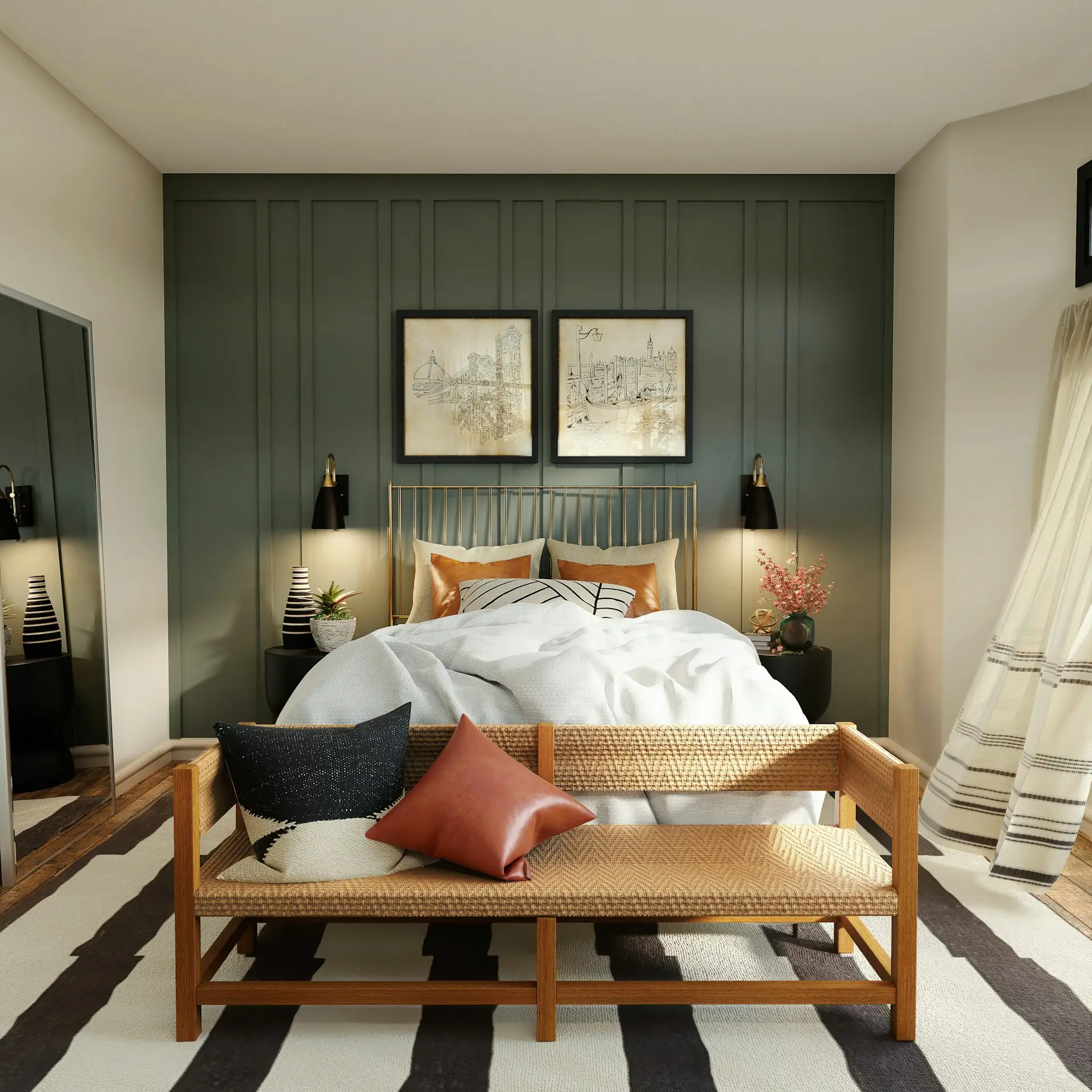Staged bedroom with natural light
